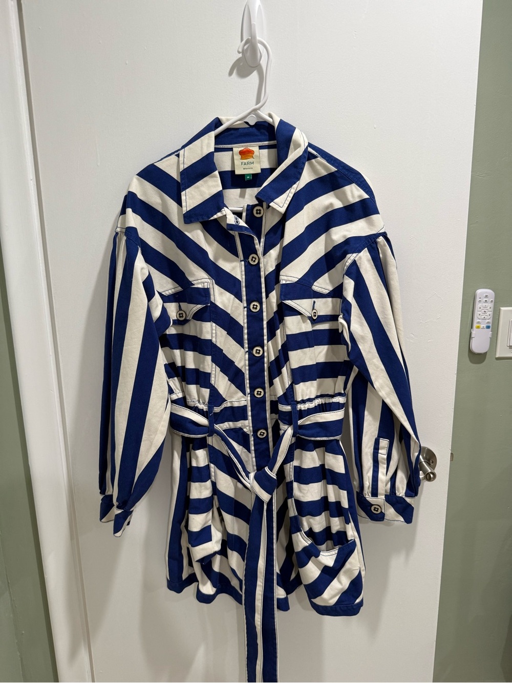 FARM RIO Striped Button-Front Shirt - Blue & White
